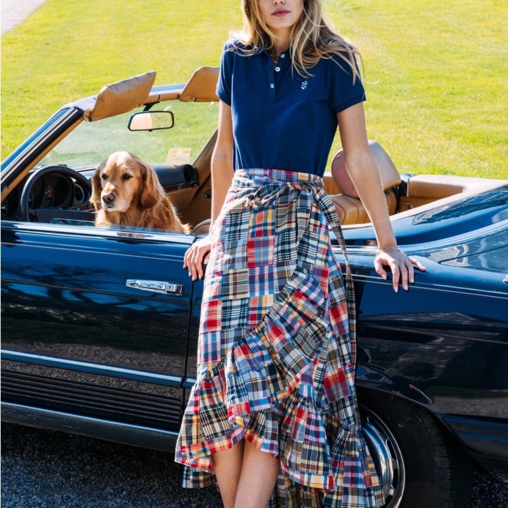 Kiel James Patrick Cotton Madras Wrap Skirt
